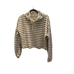 Paper Crane by Anthropology Cream and Black Striped‎ Crop Top size Medium